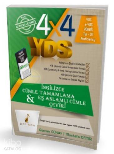 4x4 YDS Seti 1 Kitap Cümle Tamamlama, Çeviri ve Eş Anlamlı Cümle - Kit