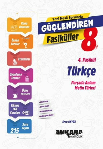 Ankara Yayıncılık 8. Sınıf Türkçe Güçlendiren 4. Fasikül - Kitapiks.co