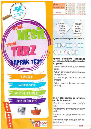 Artı Eğitim Yayınları 4. Sınıf Yeni Nesil Yaprak Test