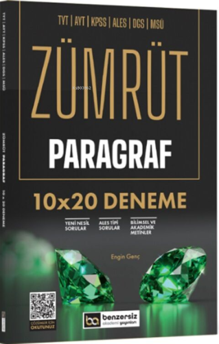 Benzersiz Akademi Yayınları TYT AYT KPSS ALES DGS MSÜ Zümrüt Paragraf 10 x 20 Deneme