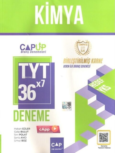 Çap Yayınları TYT Kimya 36 x 7 Up Deneme - Kitapiks.com