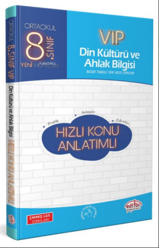 Editör 8.Sınıf Vıp Din Kültürü ve Ahlak Bilgisi Hızlı Kon - Kitapiks.c