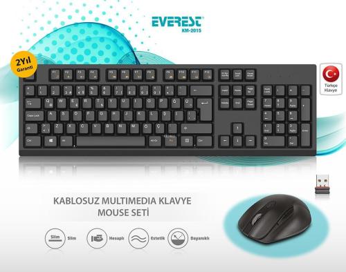 Everest Siyah Kablosuz Q Multimedia Klavye + Mouse Set KM-2510