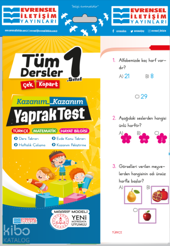 Evrensel İletişim Yayınları 1.Sınıf Tüm Dersler Yaprak Test - Kitapiks