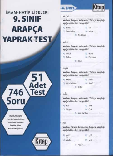 İmam-Hatip Liseleri 9. Sınıf Arapça Yaprak Test - Kitapiks.com