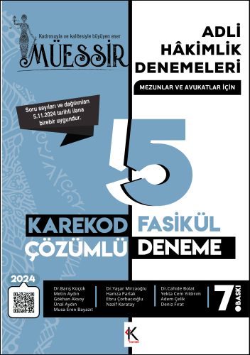 Müessir Adli Hakimlik Denemeleri- 2024 Karekod- Çözümlü