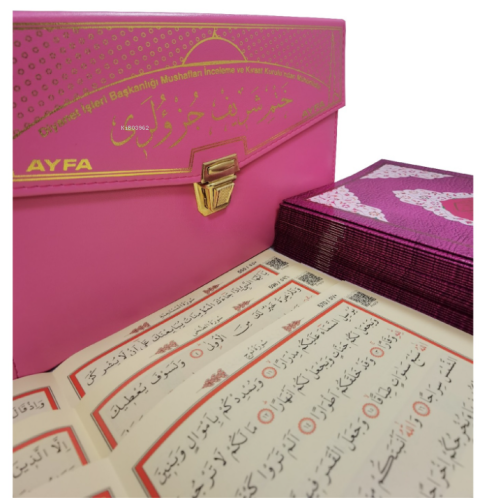 Pembe-Rahle Boy Otuz Cüz Mühürlü Kuran-ı Kerim -Suni Deri Çantalı - Ki