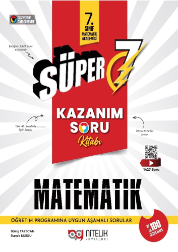 Süper 7 Matematik Kazanım Soru Kitabı - Kitapiks.com