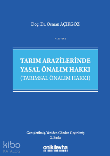 Tarım Arazilerinde Yasal Önalım Hakkı - Kitapiks.com