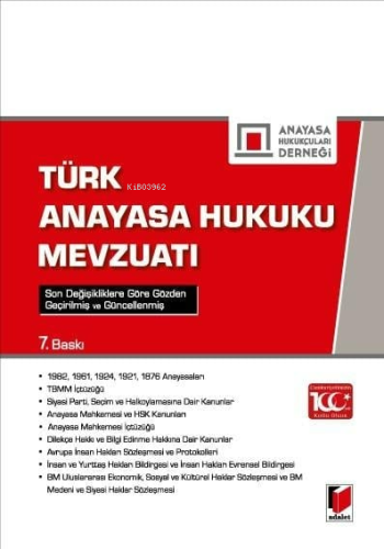 Türk Anayasa Hukuku Mevzuatı - Kitapiks.com