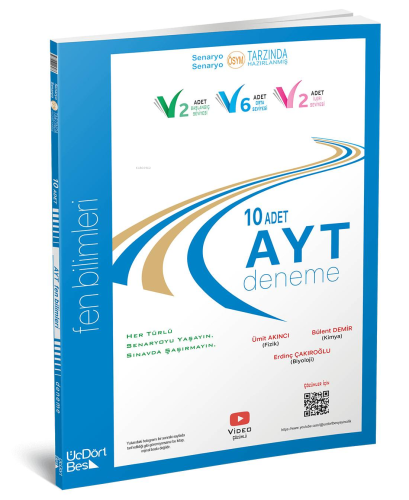 Üç Dört Beş Yayınları AYT 10'lu Fen Bilimleri Deneme